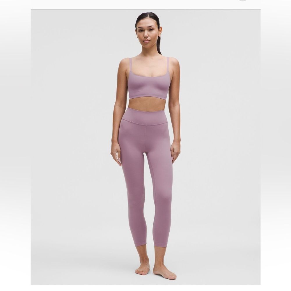 LULULEMON GROOVE HIGH RISE RIBBED PANEL LEGGINGS MAUVE LAVENDER SIZE 2 INSEAM 25